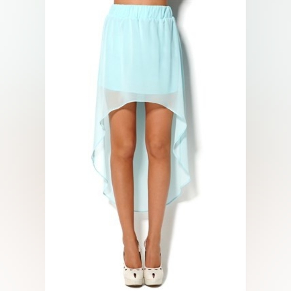 Casual Blue High-Low Skirt